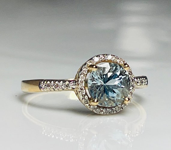 Aquamarine ring 14k Gold Diamond Aquamarine Engagement Ring Aquamarine Jewelry Birthday Gifts