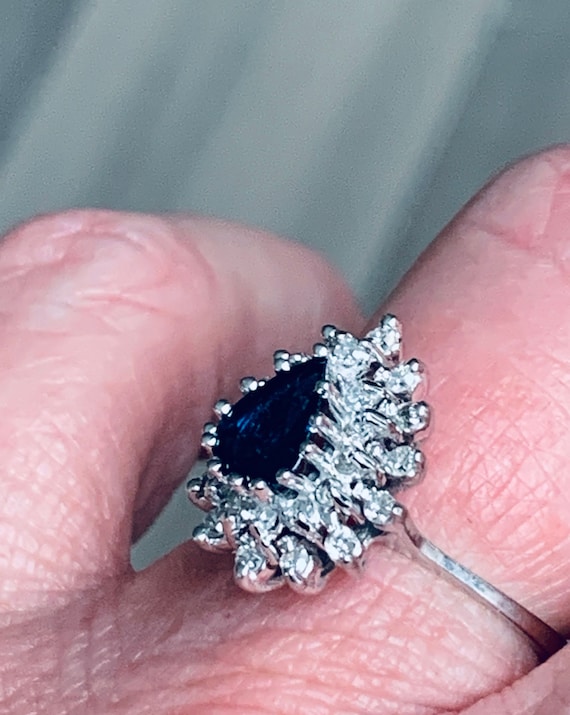Blue Sapphire Ring .75 Carat Engagement Ring 14k … - image 7