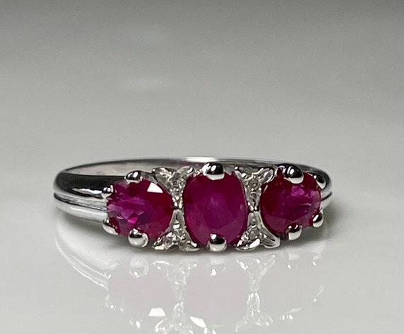 Ruby Ring Italian 14K White Gold Ruby Engagement … - image 4