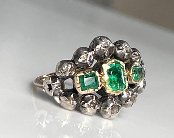 Emerald Ring Antique Rare Spanish Colonial Iberia… - image 3