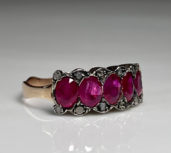 Ruby Ring Antique Italian Ruby Rose Cut Diamond E… - image 2