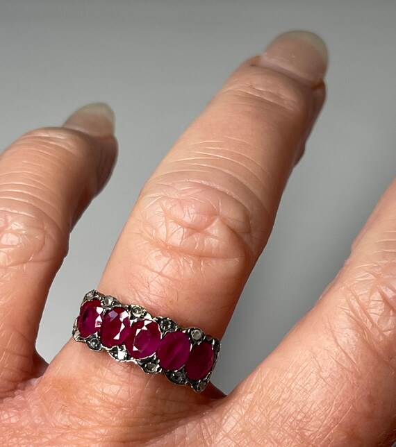 Ruby Ring Antique Italian Ruby Rose Cut Diamond E… - image 6