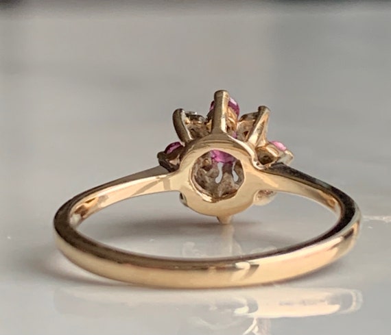Ruby Ring 14k Gold Diamond Ruby Ring Vintage Natu… - image 9