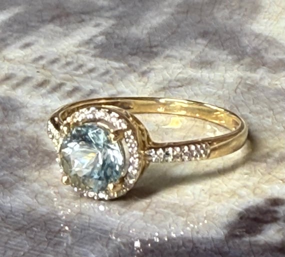 Aquamarine ring 14k Gold Diamond Aquamarine Engagement Ring Aquamarine Jewelry Birthday Gifts