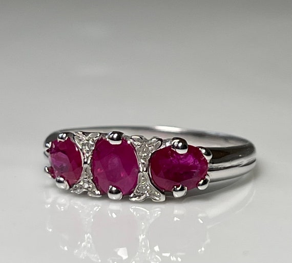 Ruby Ring Italian 14K White Gold Ruby Engagement … - image 5