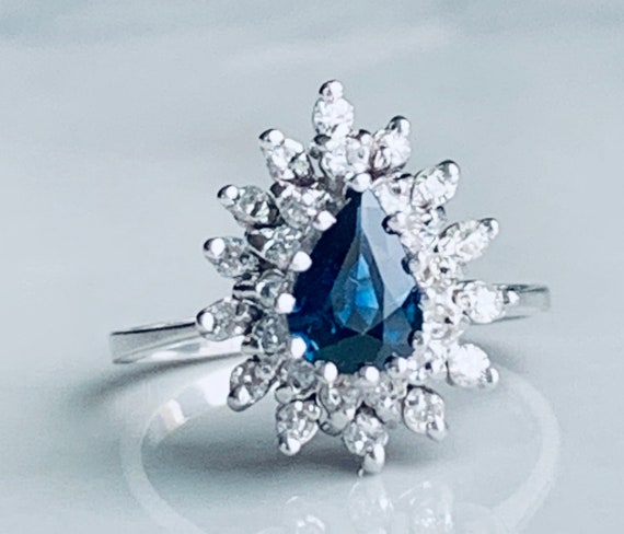 Blue Sapphire Ring .75 Carat Engagement Ring 14k … - image 4