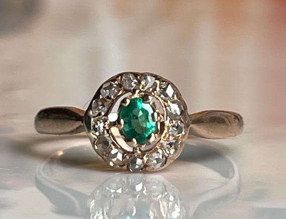 Emerald Ring Victorian Rose Cut Diamond Emerald R… - image 10