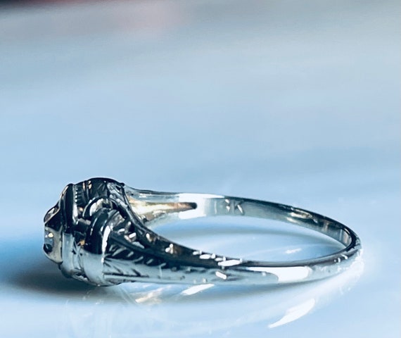 Old European Cut Diamond Engagement Ring 18K Whit… - image 7