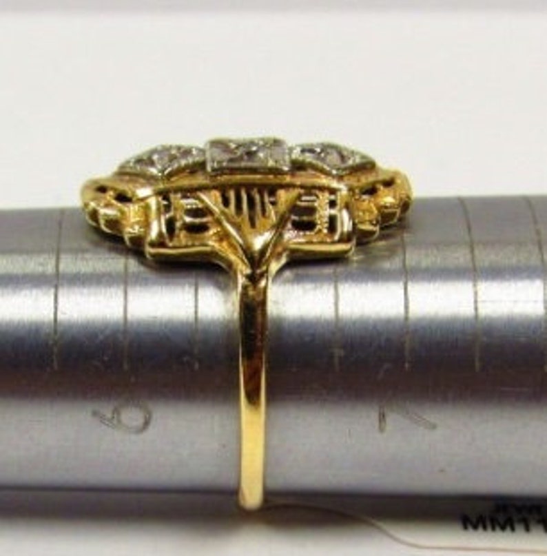 Vintage Diamond Ring Art Deco Ring 10K Diamond Ring White Gold Diamond Ring 1920s Deco Filigree Ring 1920s Jewelry Statement ring