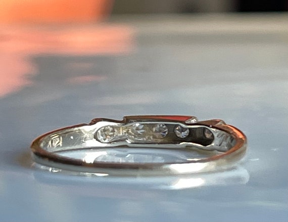 Diamond Wedding Ring 14K White Gold Art Deco Old … - image 10