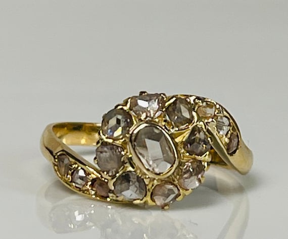 Rose Cut Diamond Engagement Ring 18K Victorian En… - image 6