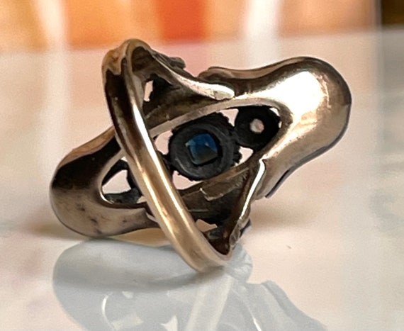 Italian Sapphire Ring Antique Georgian Era Blue S… - image 6