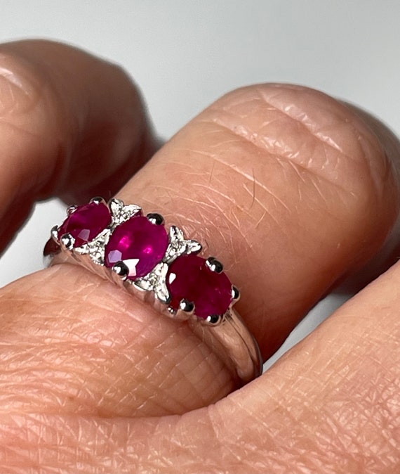 Ruby Ring Italian 14K White Gold Ruby Engagement … - image 3