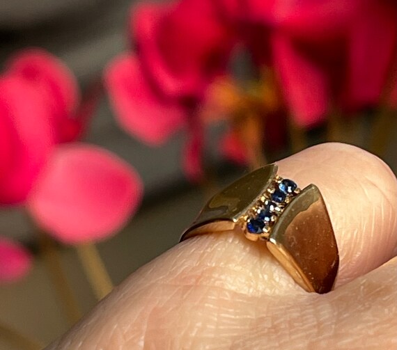 Sapphire Ring 14k Mid Century Modern Blue Sapphir… - image 7
