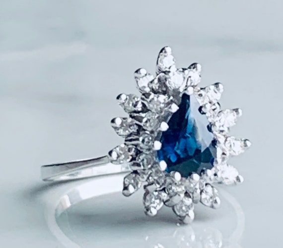 Blue Sapphire Ring .75 Carat Engagement Ring 14k … - image 5