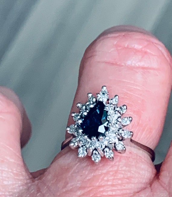 Blue Sapphire Ring .75 Carat Engagement Ring 14k … - image 3