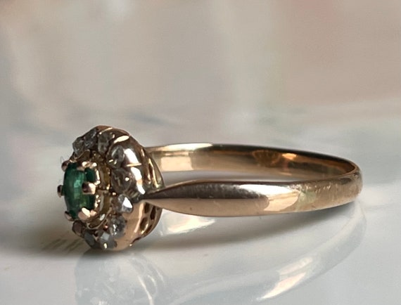 Emerald Ring Victorian Rose Cut Diamond Emerald R… - image 7