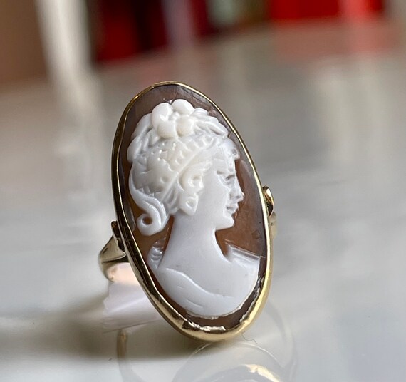 Cameo Ring 14k Hand Carved Italian Cameo Ring God… - image 9