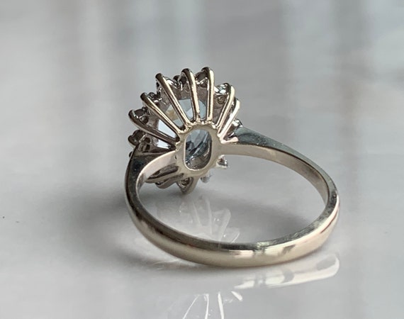 Aquamarine Ring 14k White Gold Diamond 2 Ct Aquam… - image 7