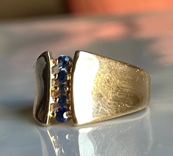 Sapphire Ring 14k Mid Century Modern Blue Sapphir… - image 2