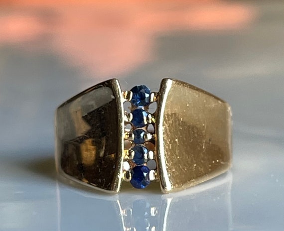 Sapphire Ring 14k Mid Century Modern Blue Sapphir… - image 1