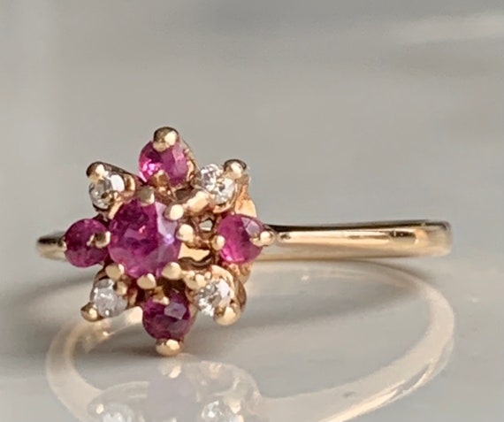 Ruby Ring 14k Gold Diamond Ruby Ring Vintage Natu… - image 10