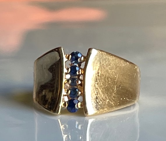 Sapphire Ring 14k Mid Century Modern Blue Sapphir… - image 5