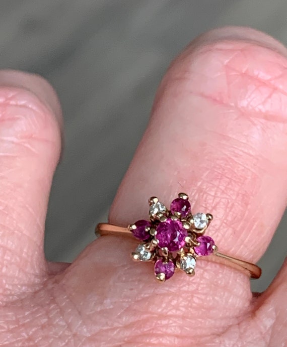 Ruby Ring 14k Gold Diamond Ruby Ring Vintage Natu… - image 8
