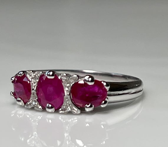 Ruby Ring Italian 14K White Gold Ruby Engagement … - image 1