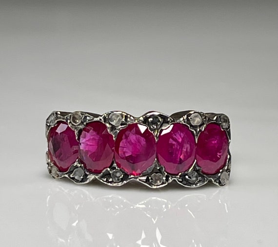 Ruby Ring Antique Italian Ruby Rose Cut Diamond E… - image 3