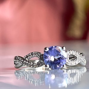 Tanzanite Ring 10K Diamond Tanzanite Engagement Ring Gold Vintage Ring Unique Engagement Ring Gift for Her Anniversary