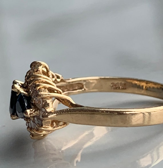 Sapphire Engagement 14K Three Stone Ring Natural … - image 4