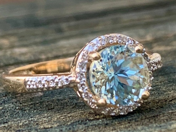 Aquamarine ring 14k Gold Diamond Aquamarine Engage