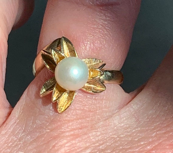 Pearl Ring Mid-Century Modern Pearl Ring Pearl En… - image 8