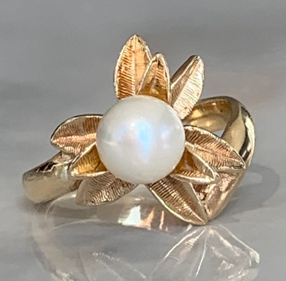 Pearl Ring Mid-Century Modern Pearl Ring Pearl En… - image 2