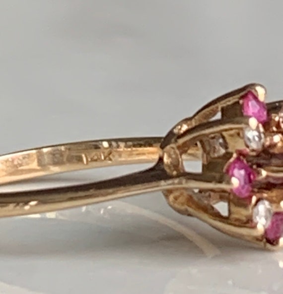 Ruby Ring 14k Gold Diamond Ruby Ring Vintage Natu… - image 5