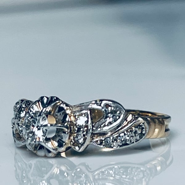 French Engagement Ring Art Deco Ring 18k Engagement Ring 1920s Vintage Antique Ring Old European Cut Diamond Ring France 1920s Ring