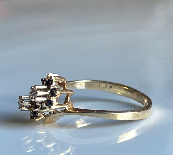 Sapphire Ring Blue 10K Sapphire Diamond Bypass To… - image 7