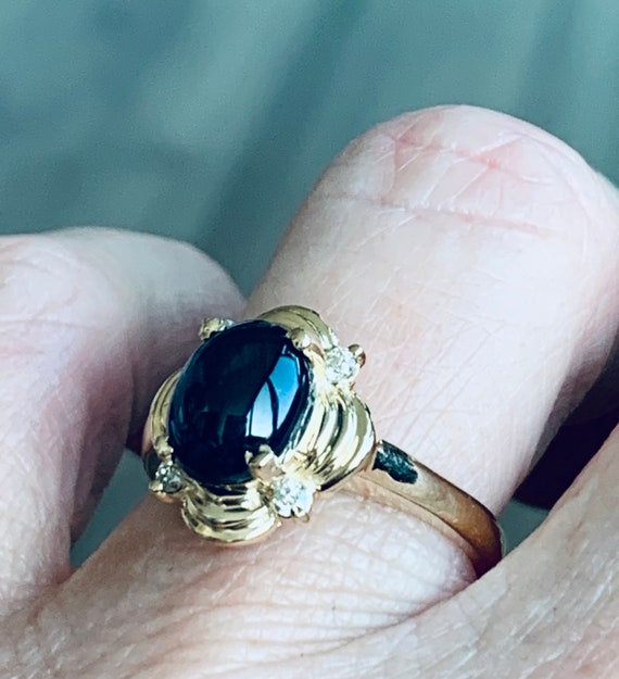 Sapphire Ring 14k Art Deco Cabochon Ring Vintage 3