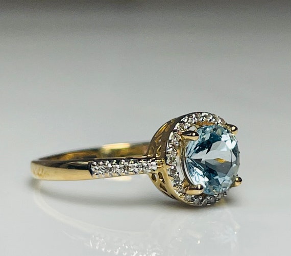 Aquamarine ring 14k Gold Diamond Aquamarine Engagement Ring Aquamarine Jewelry Birthday Gifts