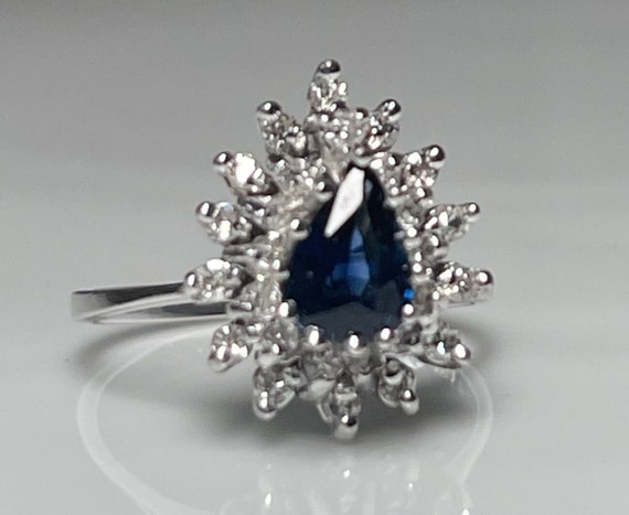 Blue Sapphire Ring .75 Carat Engagement Ring 14k … - image 1