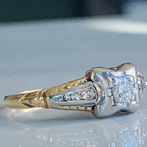 Vintage Engagement Ring Old European Cut Diamond Ring White Gold 1930s Old European Cut Diamond Ring Art Deco Diamond Jewelry