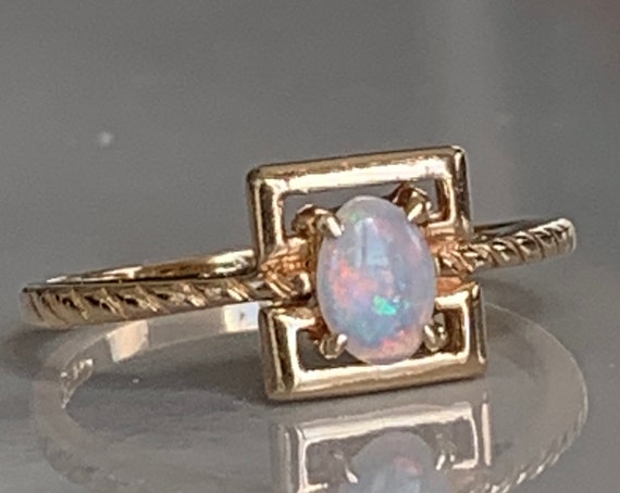 Opal Ring 14k Gold Vintage Opal Engagement Ring 14