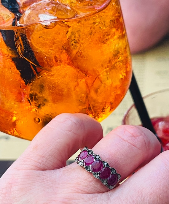 Ruby Ring Antique Italian Ruby Rose Cut Diamond E… - image 10