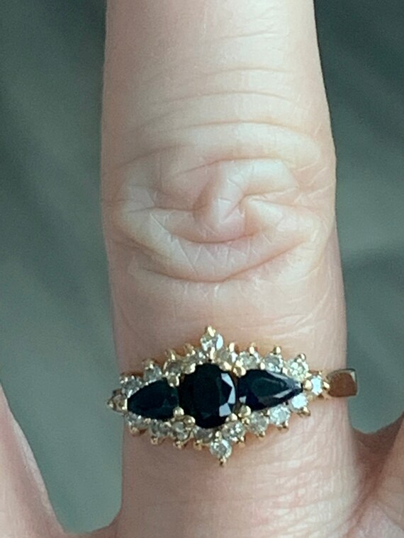 Sapphire Engagement 14K Three Stone Ring Natural … - image 5