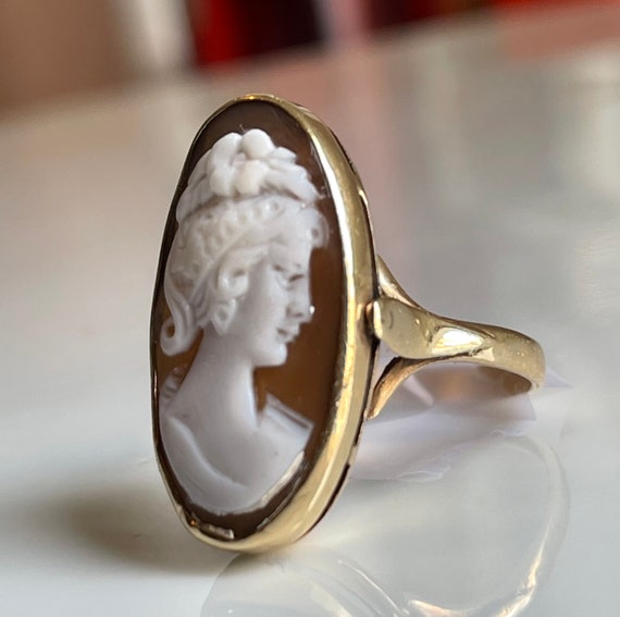 Cameo Ring 14k Hand Carved Italian Cameo Ring God… - image 2