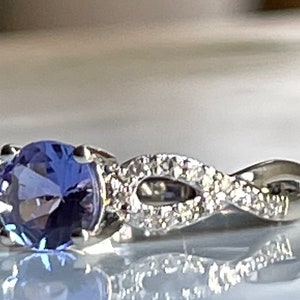 Tanzanite Ring 10K Diamond Tanzanite Engagement Ring Gold Vintage Ring Unique Engagement Ring Gift for Her Anniversary