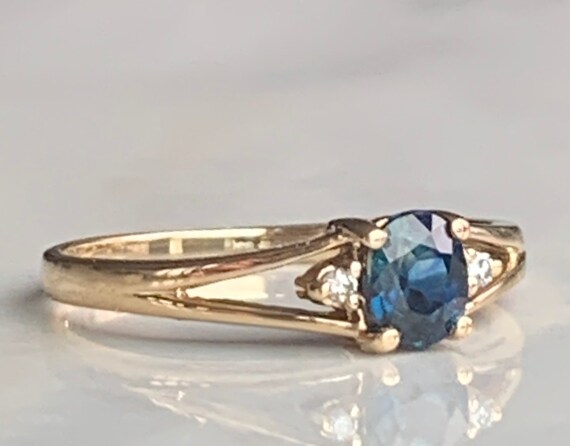 Sapphire Ring 10K Natural Sapphire Diamond Ring En