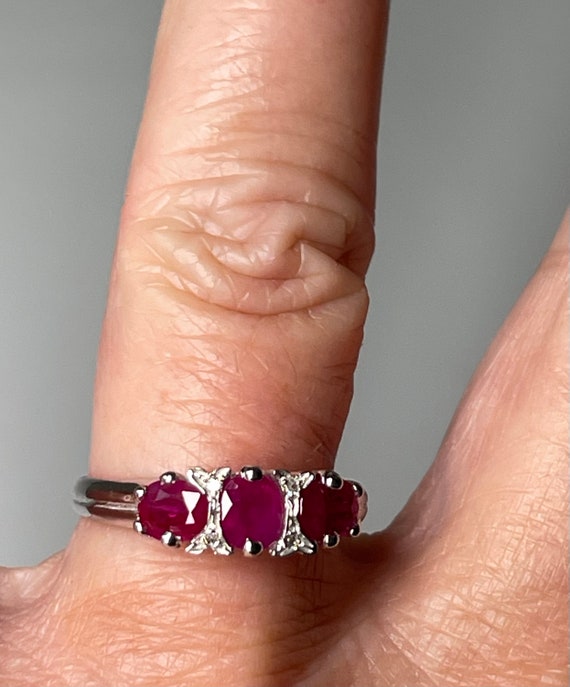Ruby Ring Italian 14K White Gold Ruby Engagement … - image 10