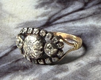 Georgian Diamond Engagement Ring Circa 1800 Unique Rose Cut Diamond Ring 18k Engagement Ring Wedding Diamond Stunning Antique Jewelry